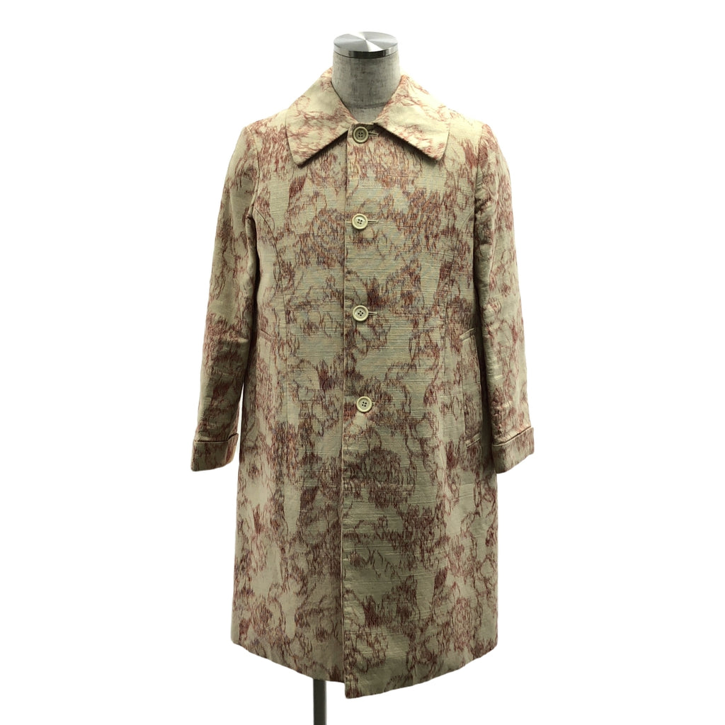 JUNYA WATANABE COMME des GARCONS / 渡邊淳也 | 2001秋冬 |真絲提花斜紋大衣|中號 |象牙色/紅色|男士
