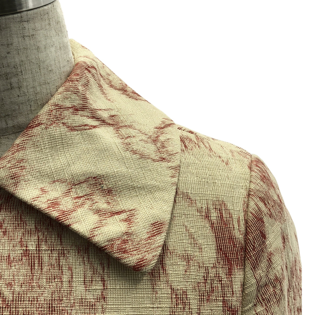 JUNYA WATANABE COMME des GARCONS / 渡邊淳也 | 2001秋冬 |真絲提花斜紋大衣|中號 |象牙色/紅色|男士