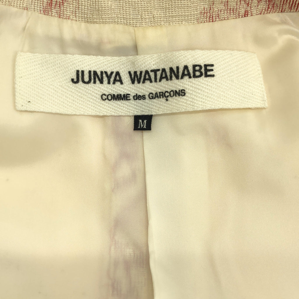 JUNYA WATANABE COMME des GARCONS / 渡邊淳也 | 2001秋冬 |真絲提花斜紋大衣|中號 |象牙色/紅色|男士