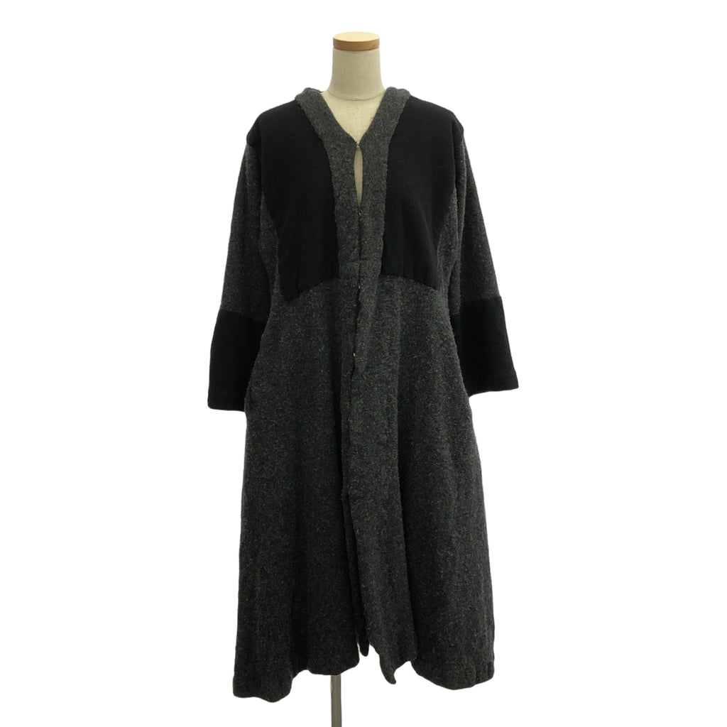 COMME des GARCONS COMME des GARCONS / Comme des | 2021AW | 羊毛混紡，無領，魔鬼氈外套 | S | 炭灰/黑色 | 女款