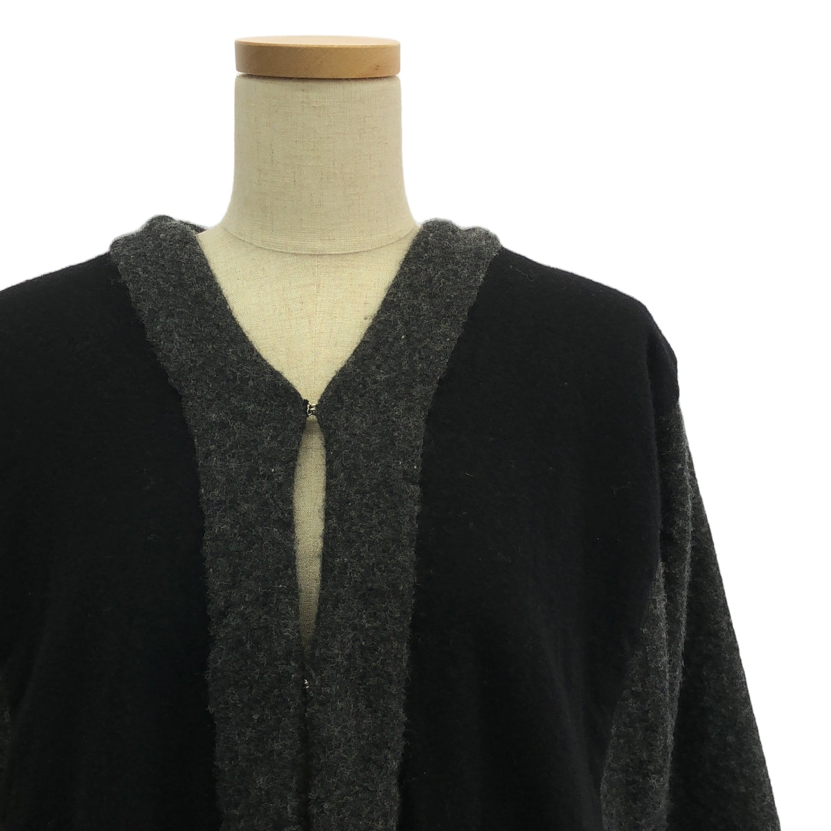 COMME des GARCONS COMME des GARCONS / コムコム | 2021AW | ウール混 切替 ノーカラー フック コート | S | チャコールグレー/ブラック | レディース