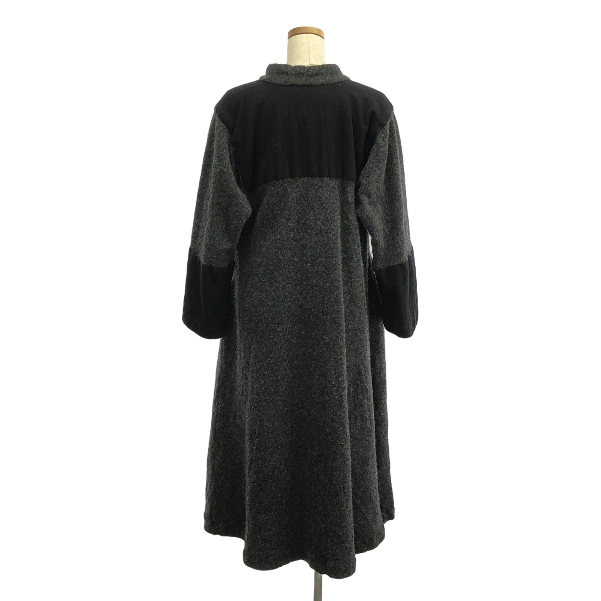 COMME des GARCONS COMME des GARCONS / コムコム | 2021AW | ウール混 切替 ノーカラー フック コート | S | チャコールグレー/ブラック | レディース