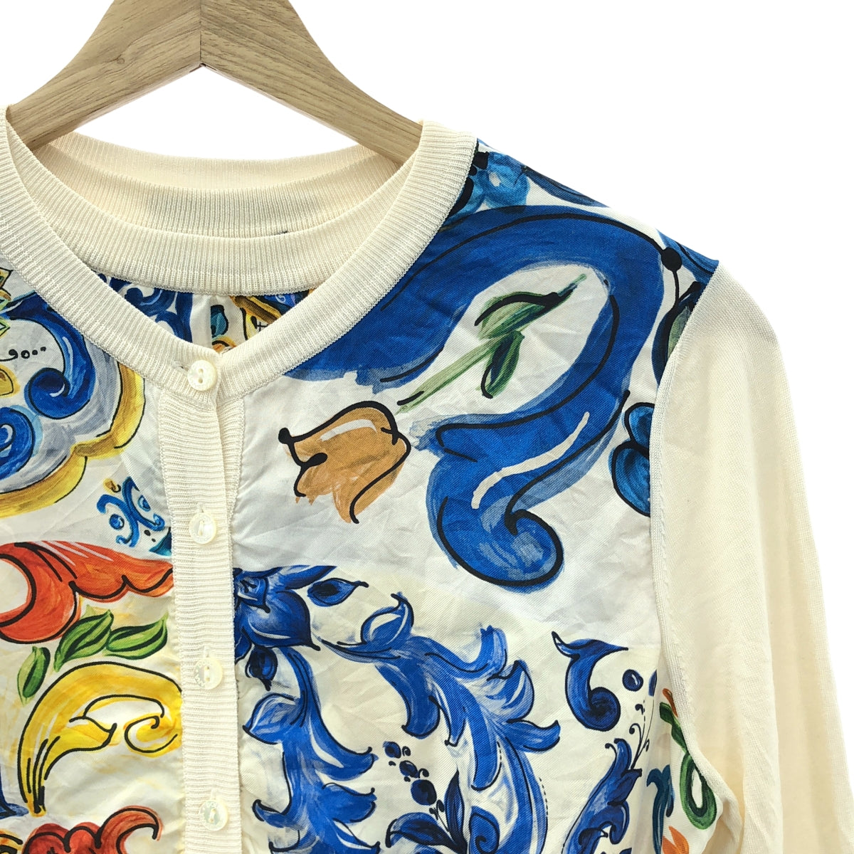 DOLCE＆GABBANA / ドルチェ＆ガッバーナドルガバ | アンサンブル / マヨルカ シルク クルーネック タンクトップ カーディガン | 40 | マルチカラー | レディース