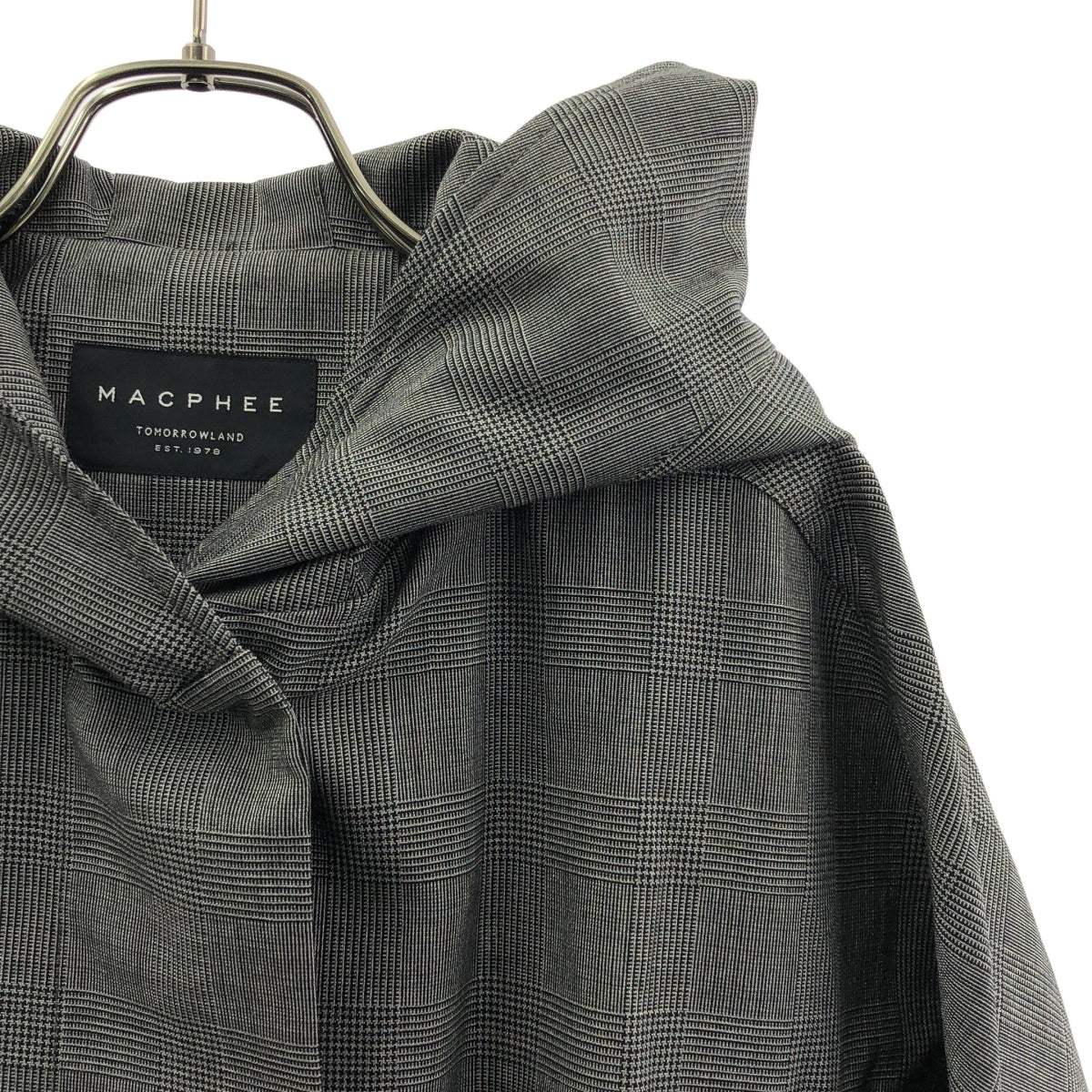 【美品】  Tomorrowland MACPHEE / トゥモローランドマカフィー | ウール グレンチェック フーテッドコート | 36 | グレー | レディース