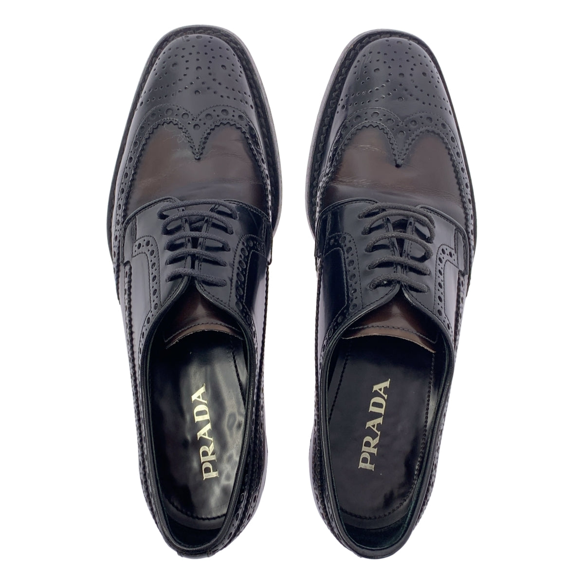 PRADA / 프라다 | 가죽 날개 팁 드레스 신발 | 36 1/2 | 블랙 | 여성