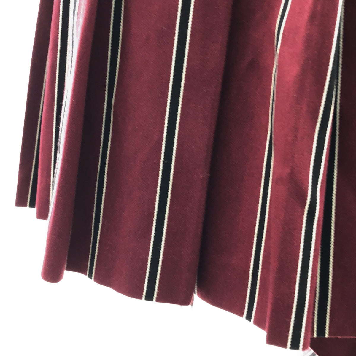 Mulberry / 멀베리 | 코튼 울 비대칭 스트라이프 스커트 | 40 | 보르도 | 여성