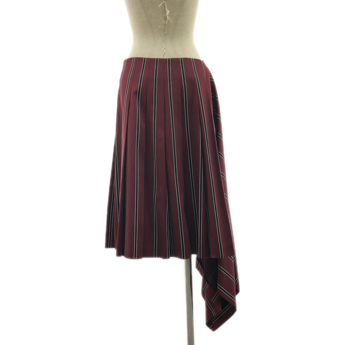 Mulberry / 멀베리 | 코튼 울 비대칭 스트라이프 스커트 | 40 | 보르도 | 여성