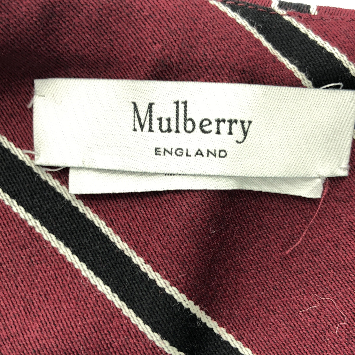 Mulberry / 멀베리 | 코튼 울 비대칭 스트라이프 스커트 | 40 | 보르도 | 여성