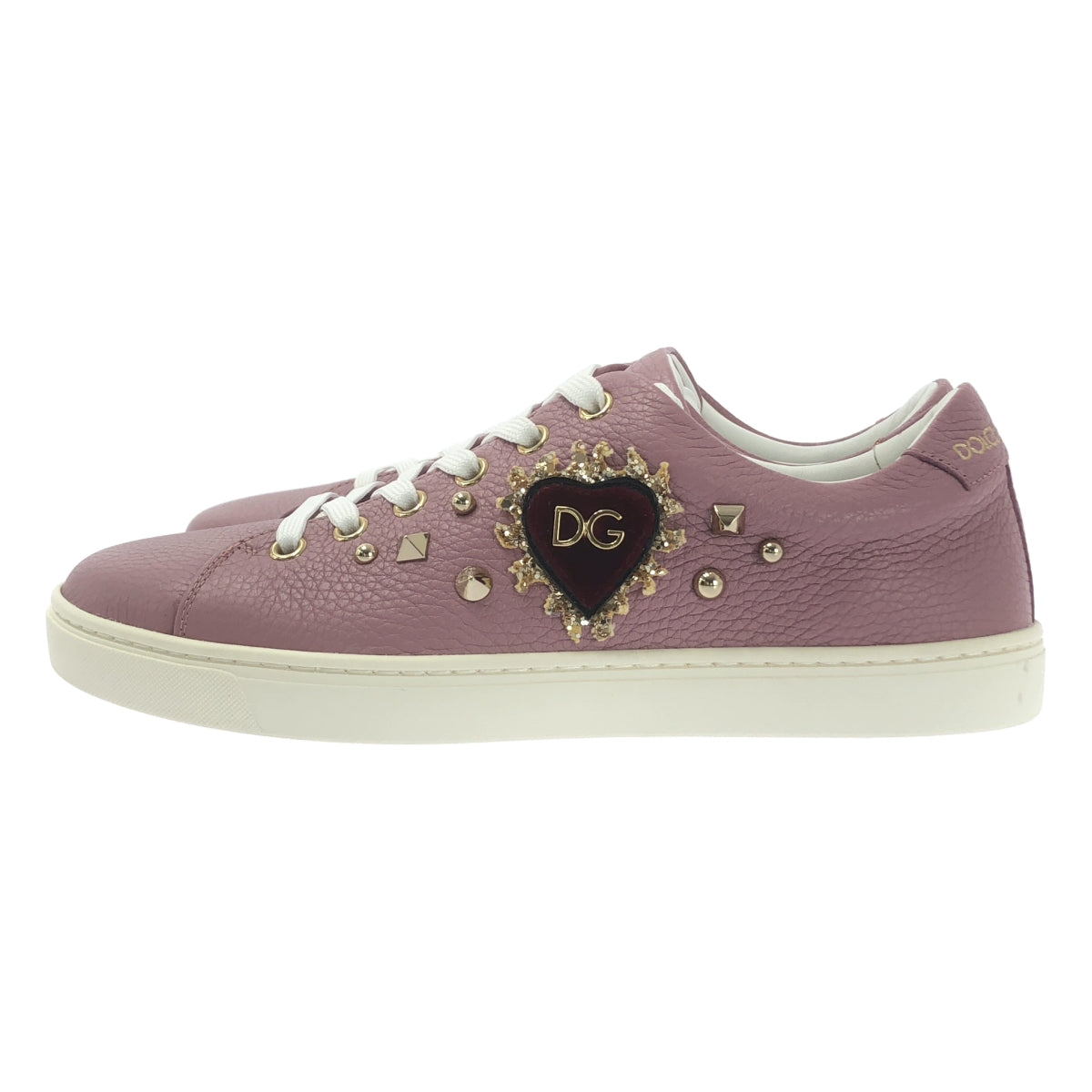 [狀況極佳] DOLCE &amp; GABBANA | 皮革鉚釘運動鞋 | 37碼 | 粉紅色 | 女款