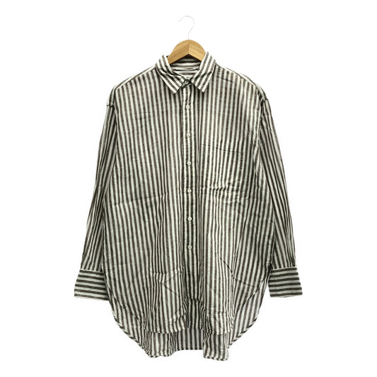 Spick and Span | 2023SS | Striped Cotton Linen Loose Shirt | F | Brown/White | Women's