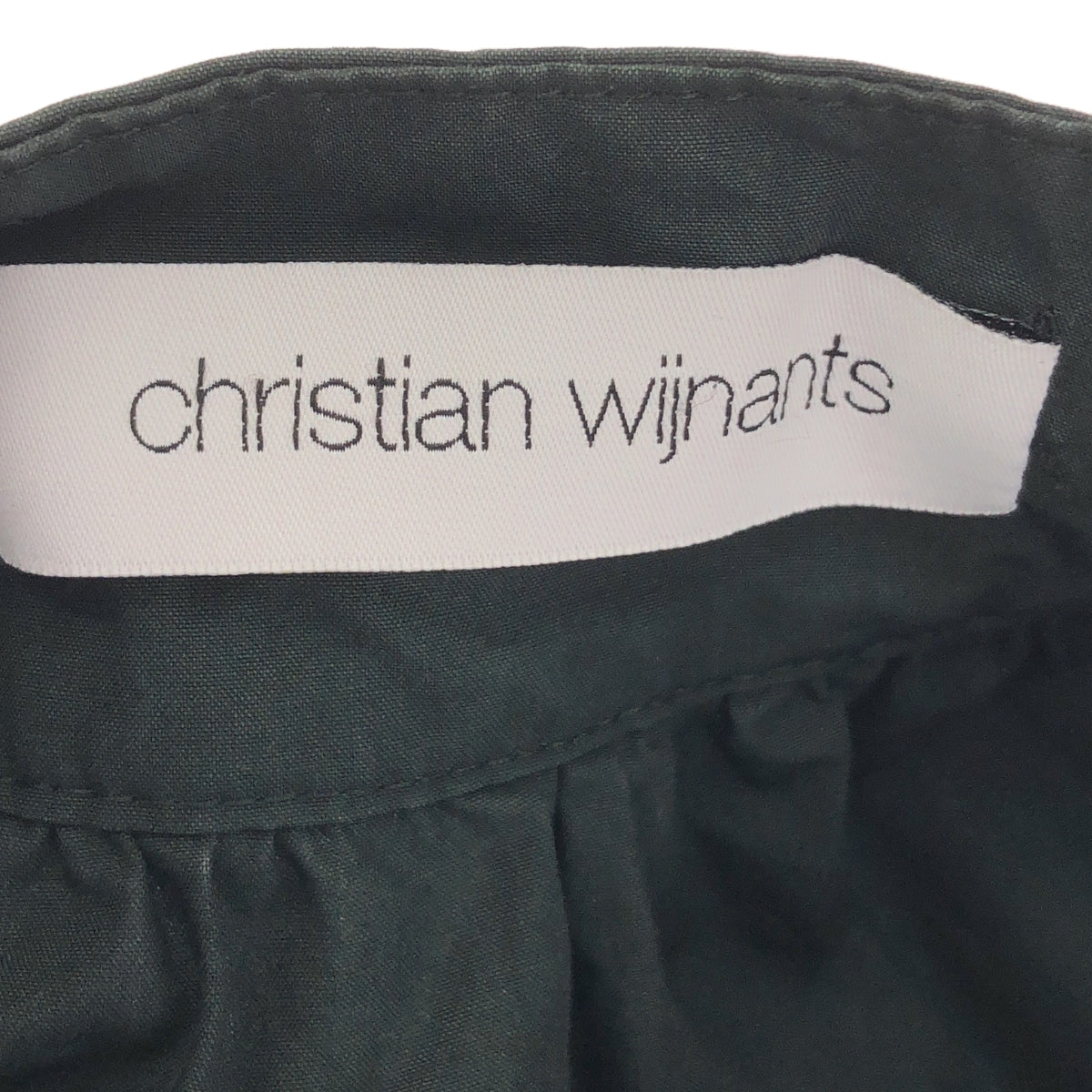 Christian Wijnants | Gathered Neck Pullover Shirt | 38 | Dark Green | Women's