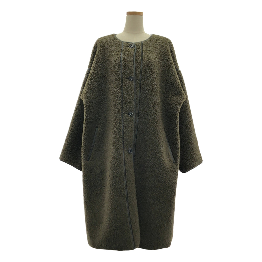 ARCHI / アーキ | 2021AW | BOA FLEECE PIPING COAT ボア コート | F | OLIVE | レディース