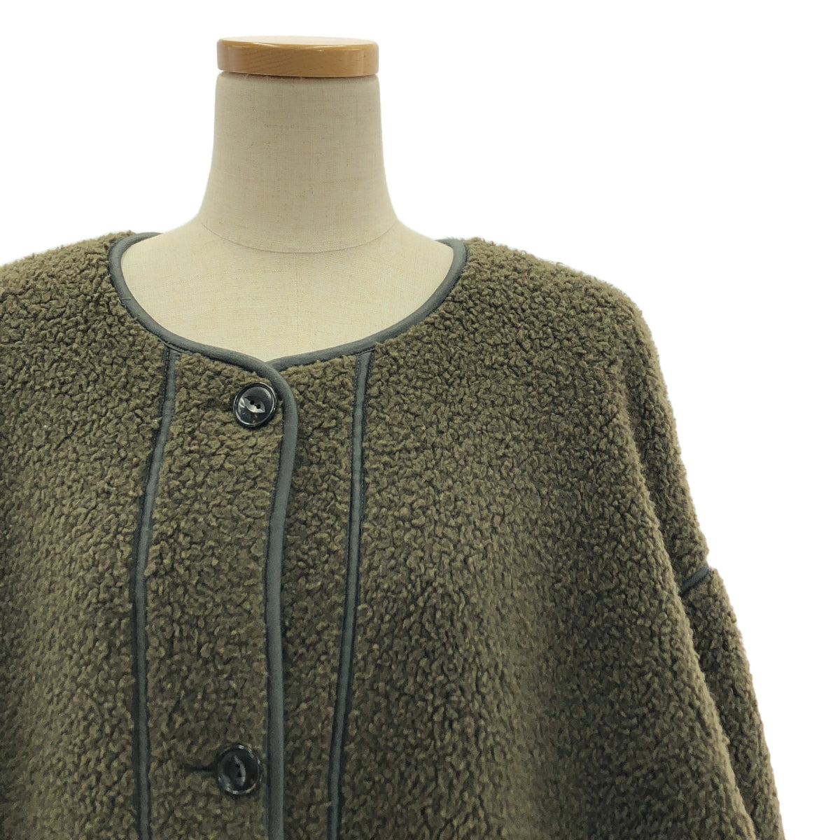 ARCHI / アーキ | 2021AW | BOA FLEECE PIPING COAT ボア コート | F | OLIVE | レディース