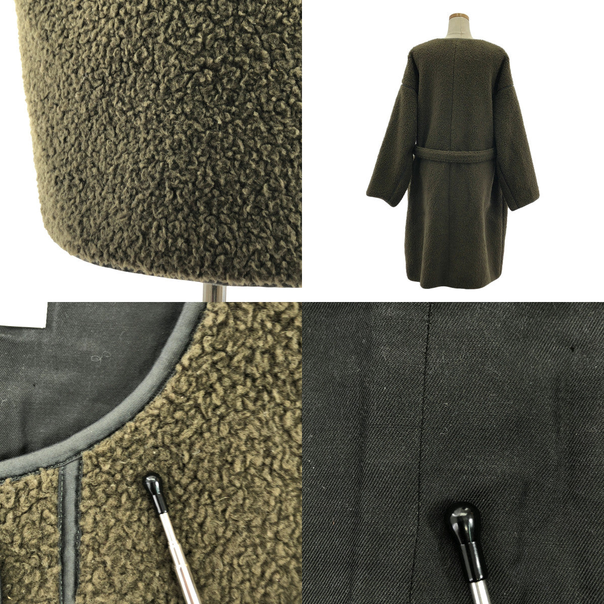 ARCHI / アーキ | 2021AW | BOA FLEECE PIPING COAT ボア コート | F | OLIVE | レディース