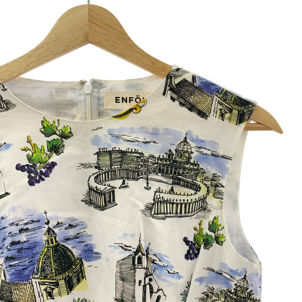 ENFOLD / 엠 폴드 | South Italy / 총무늬 변형 택 플레어 탱크 민소매 블라우스 / 튈 안감 | 38 |