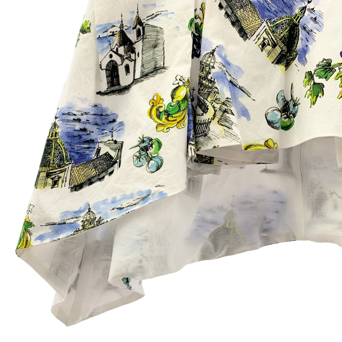 ENFOLD / エンフォルド | South Italy / 総柄 変形 タックフレアタンク ノースリーブ ブラウス / チュール裏地 | 38 |