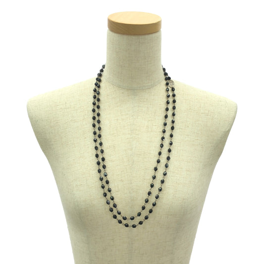 miu miu / 뮤 뮤 | BLACK STONE NECKLACE / 블랙 스톤 롱 목걸이 |