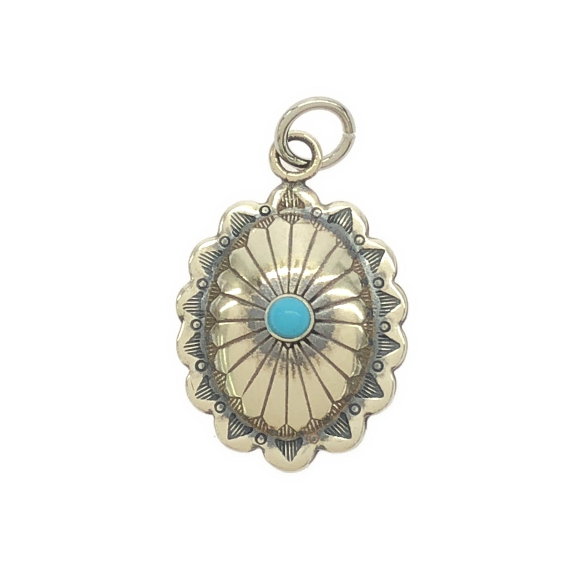 VINTAGE / Vintage clothing | Estimated 40s sterling silver turquoise concho pendant | Silver