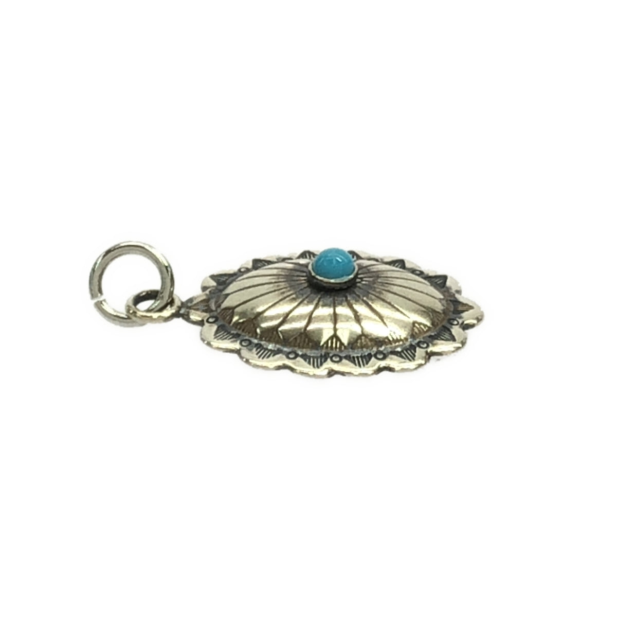 VINTAGE / Vintage clothing | Estimated 40s sterling silver turquoise concho pendant | Silver