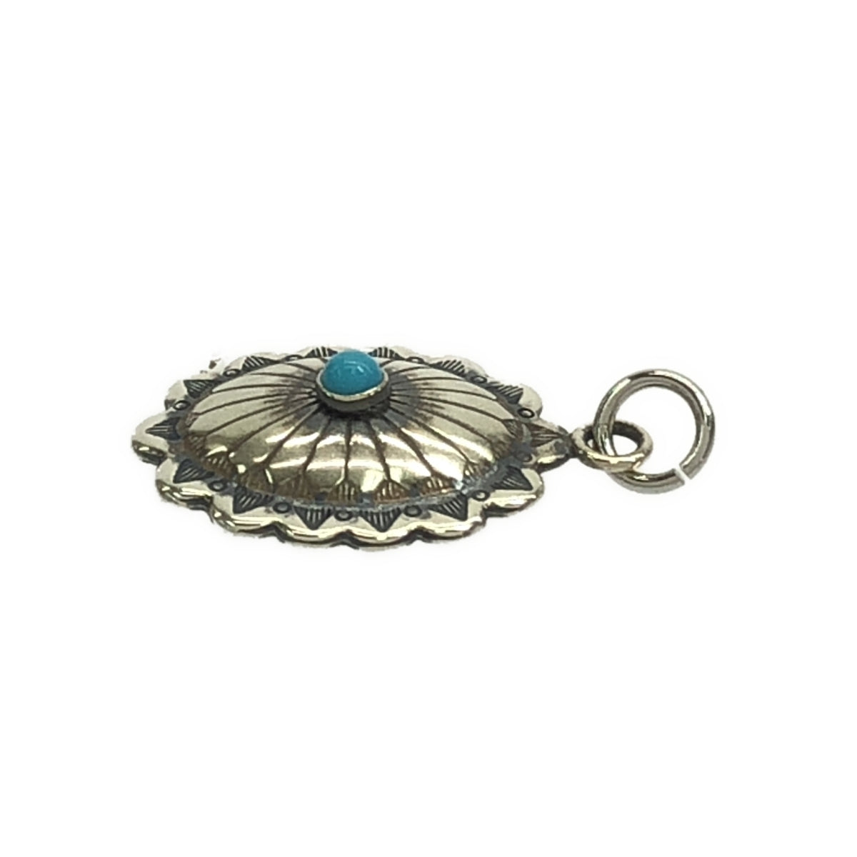 VINTAGE / Vintage clothing | Estimated 40s sterling silver turquoise concho pendant | Silver