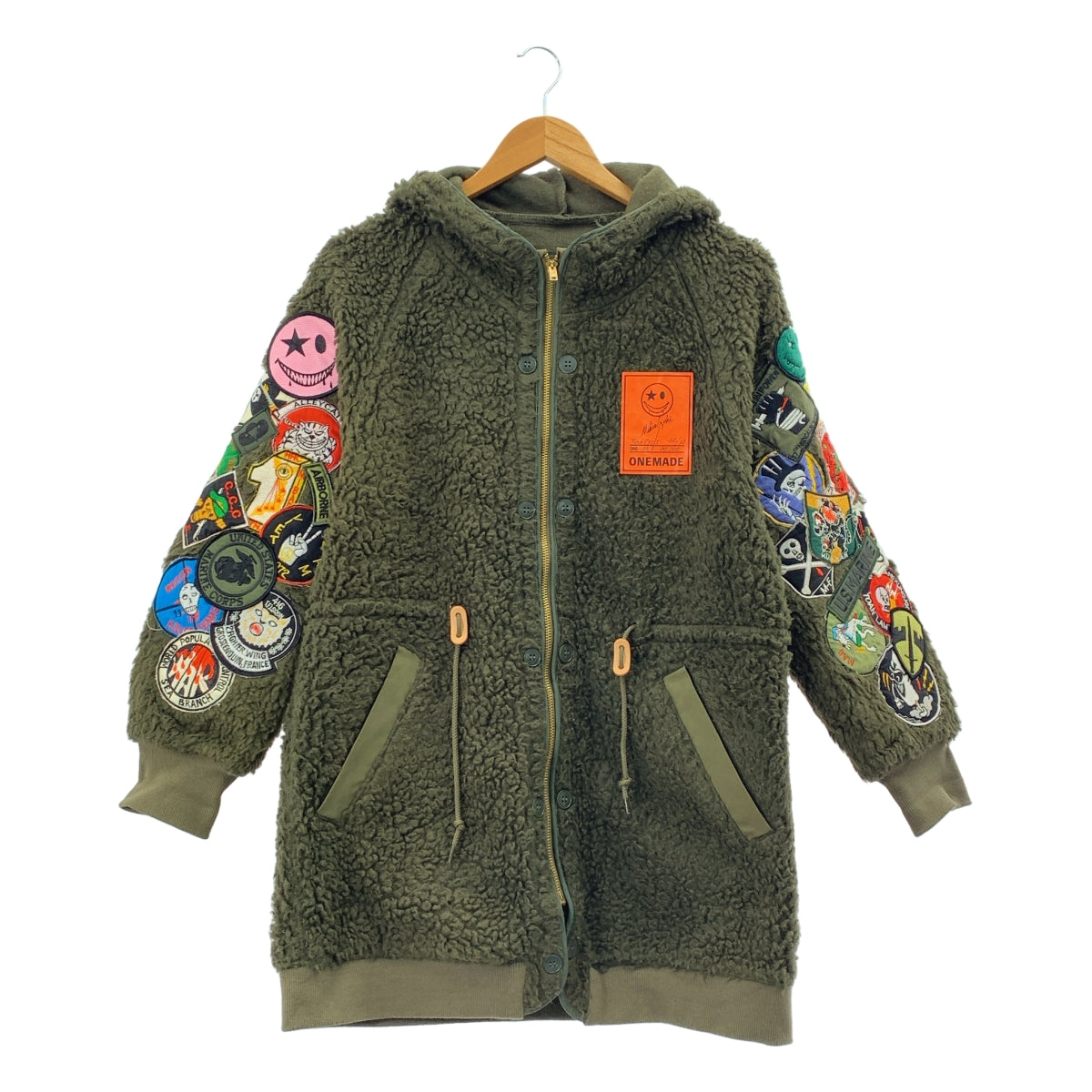 ONE MADE / ワンメイド | BOA COAT ワッペン ミリタリー フーデッド ボアコート | 44 | メンズ