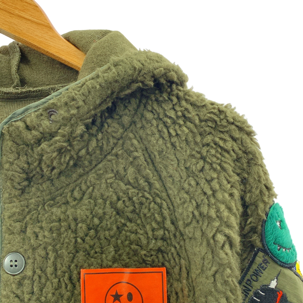 ONE MADE / ワンメイド | BOA COAT ワッペン ミリタリー フーデッド ボアコート | 44 | メンズ