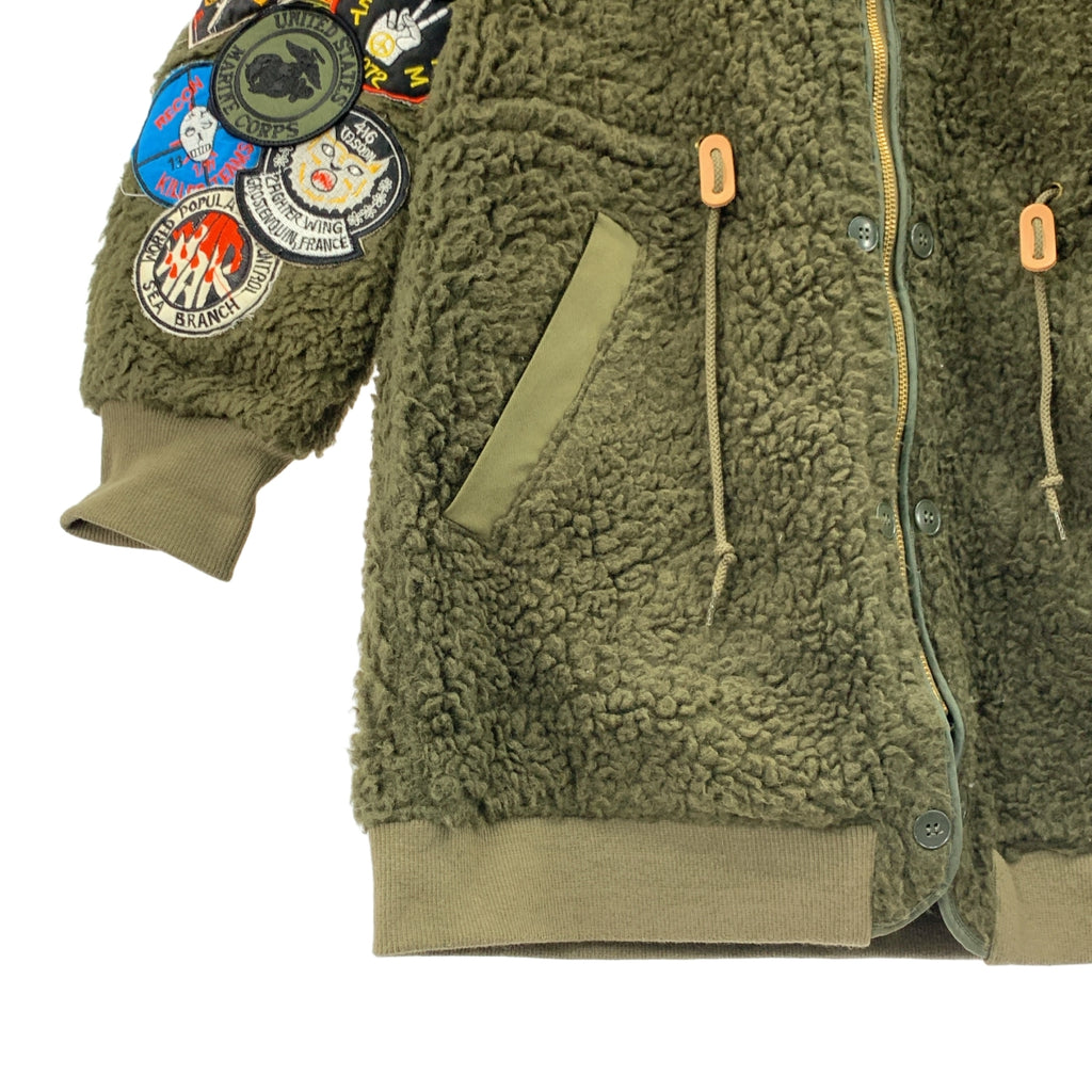 ONE MADE / ワンメイド | BOA COAT ワッペン ミリタリー フーデッド ボアコート | 44 | メンズ