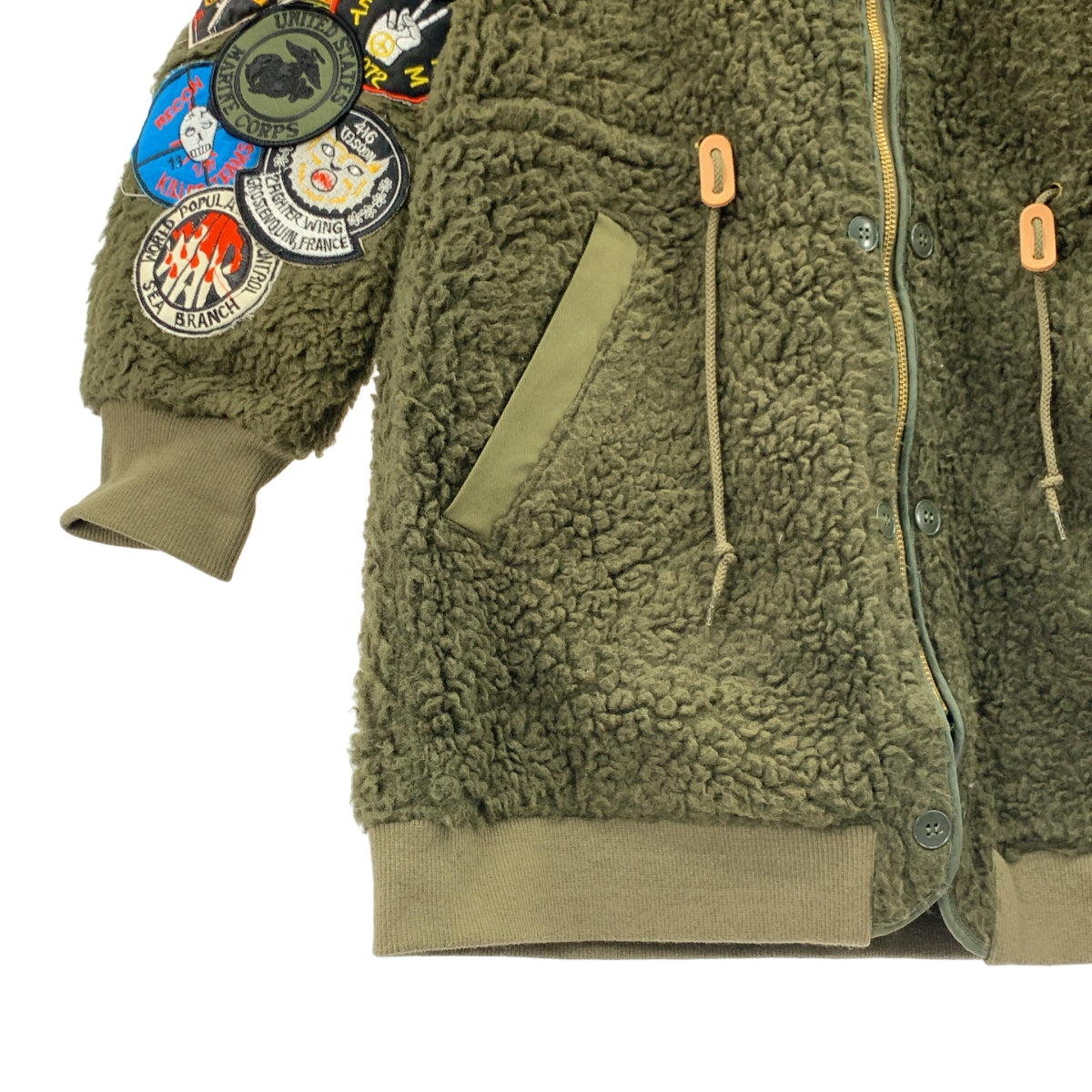 ONE MADE / ワンメイド | BOA COAT ワッペン ミリタリー フーデッド ボアコート | 44 | メンズ