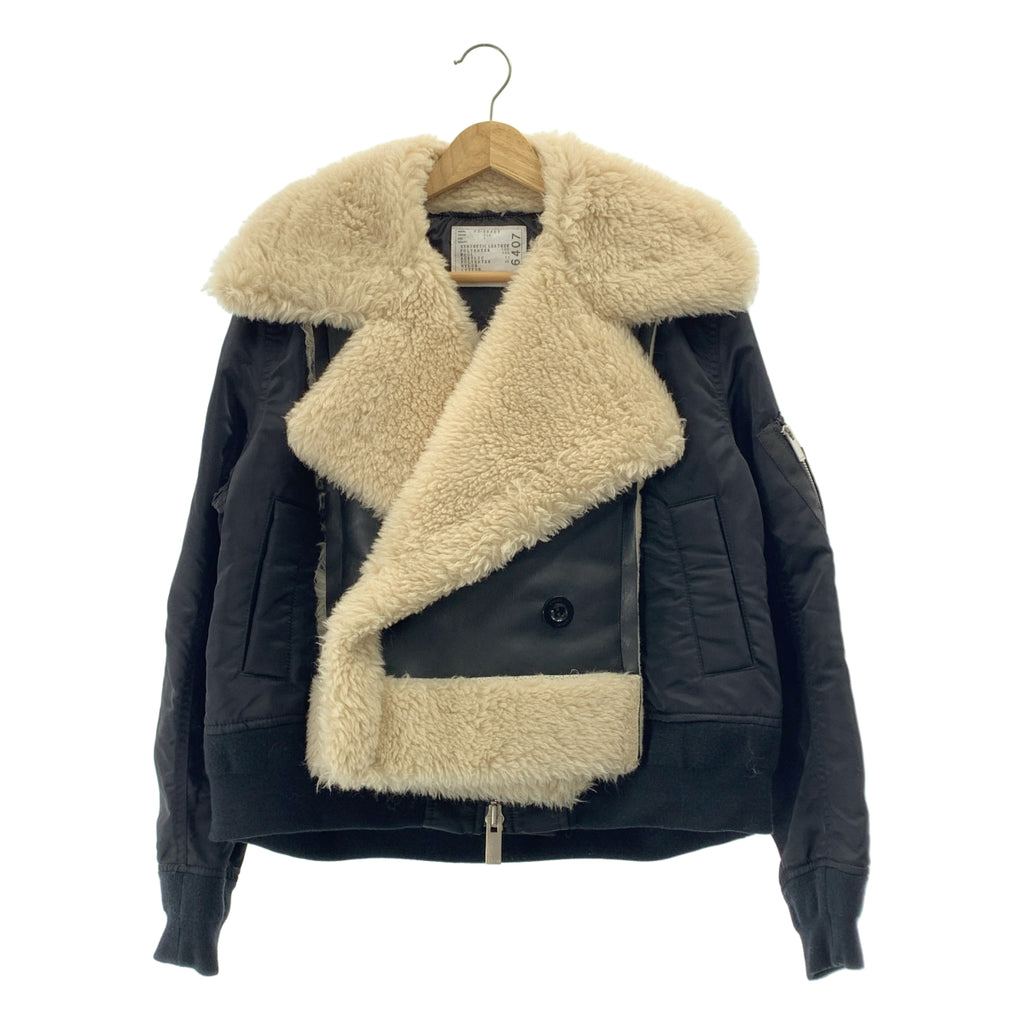 sacai | 仿羊羔絨 x 尼龍斜紋布短夾克 | 女款 | 1 碼