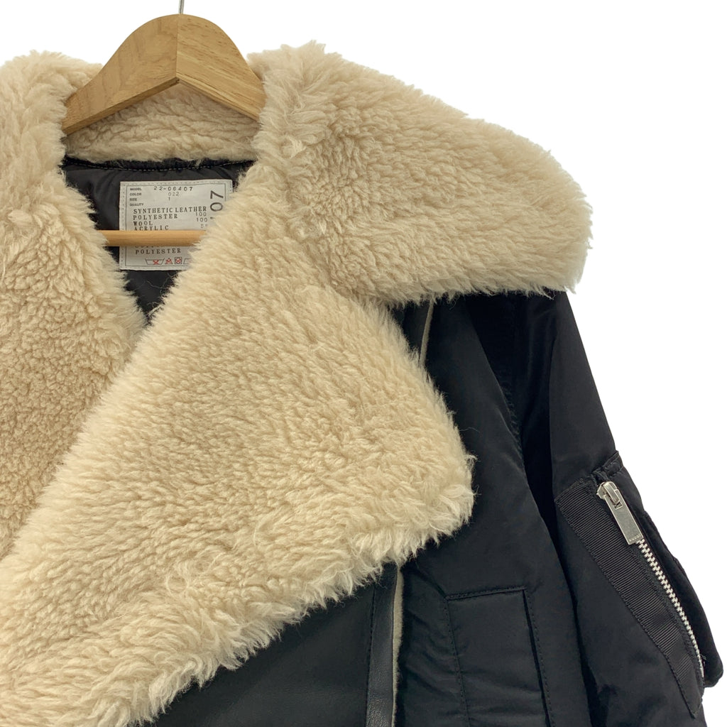 sacai | 仿羊羔絨 x 尼龍斜紋布短夾克 | 女款 | 1 碼