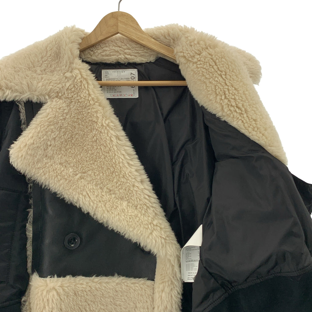 sacai | 仿羊羔絨 x 尼龍斜紋布短夾克 | 女款 | 1 碼
