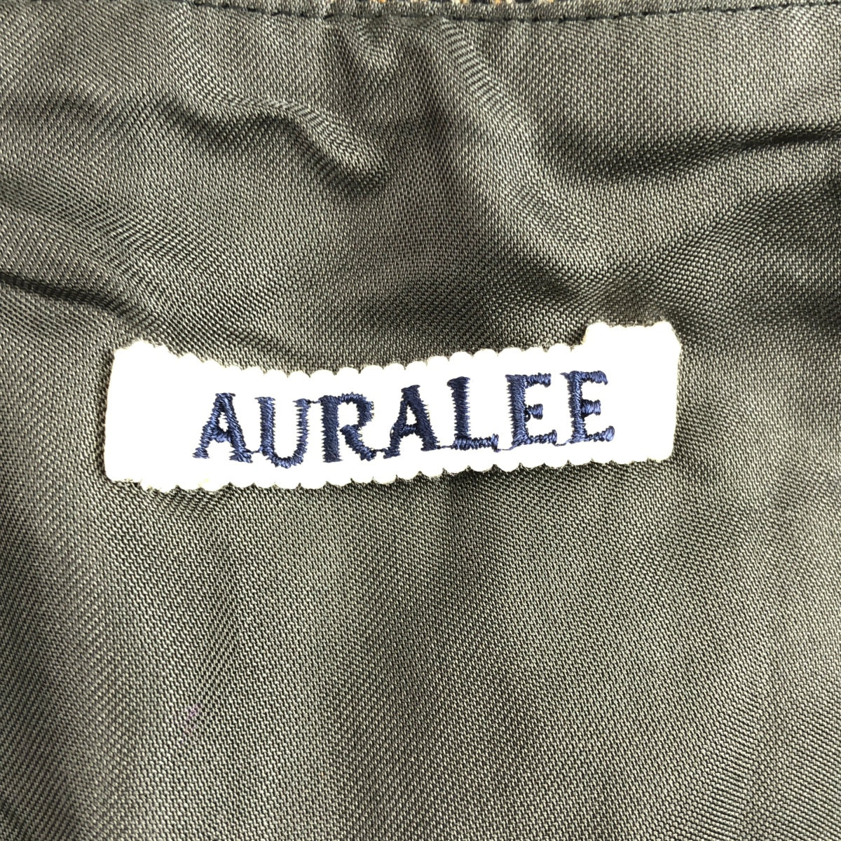 [近新] AURALEE | 2022 秋冬 | 羊毛細紋輕盈粗呢背帶褲 | 棕色 | 女款