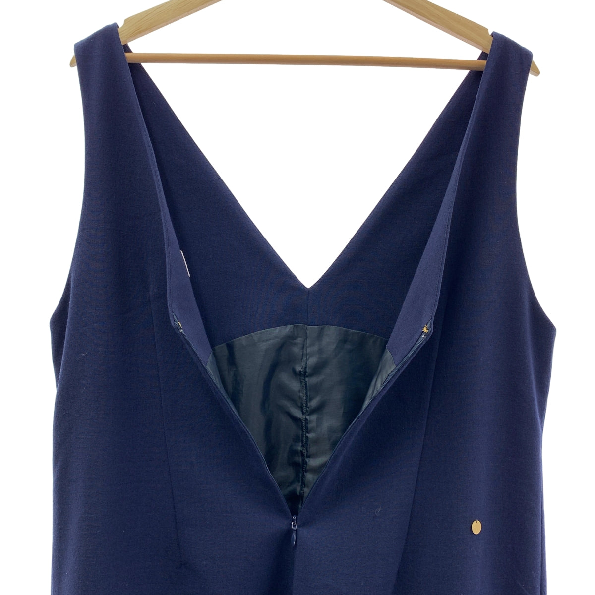 MUVEIL / 뮤베일 | 밑단 주름 V 넥 올인원 팬츠 | 38 | 네이비 | 여성