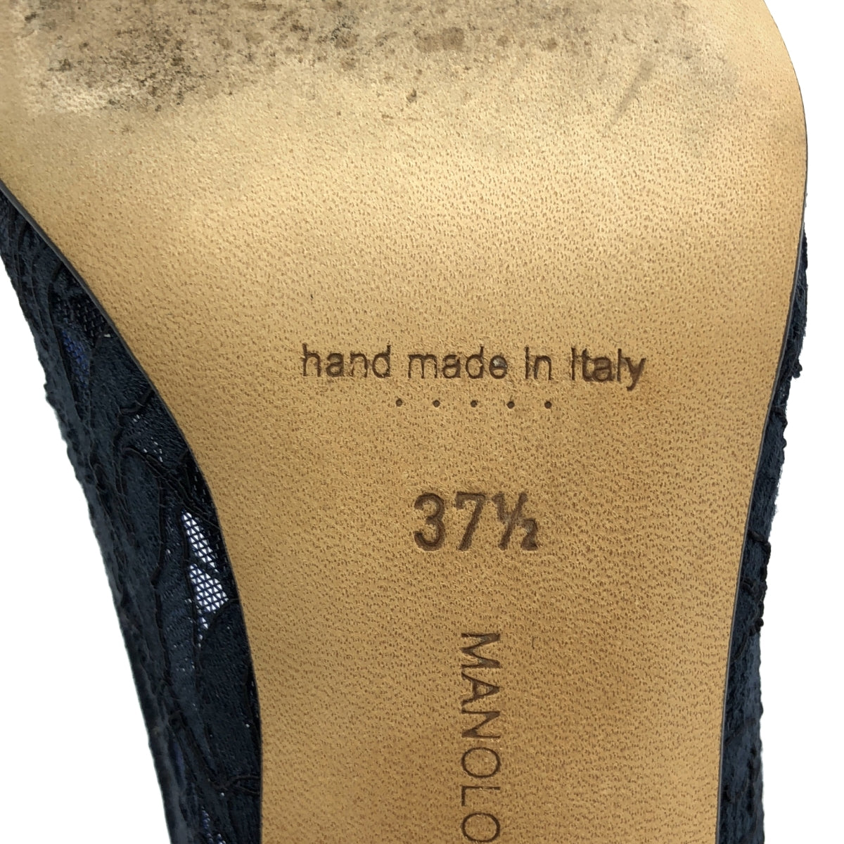 【美品】  MANOLO BLAHNIK / マノロブラニク | レース ポインテッドトゥ ヒール パンプス | 37 1/2 | ネイビー | レディース
