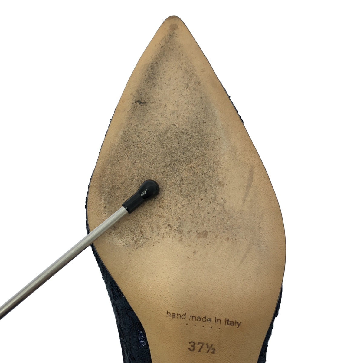 【美品】  MANOLO BLAHNIK / マノロブラニク | レース ポインテッドトゥ ヒール パンプス | 37 1/2 | ネイビー | レディース