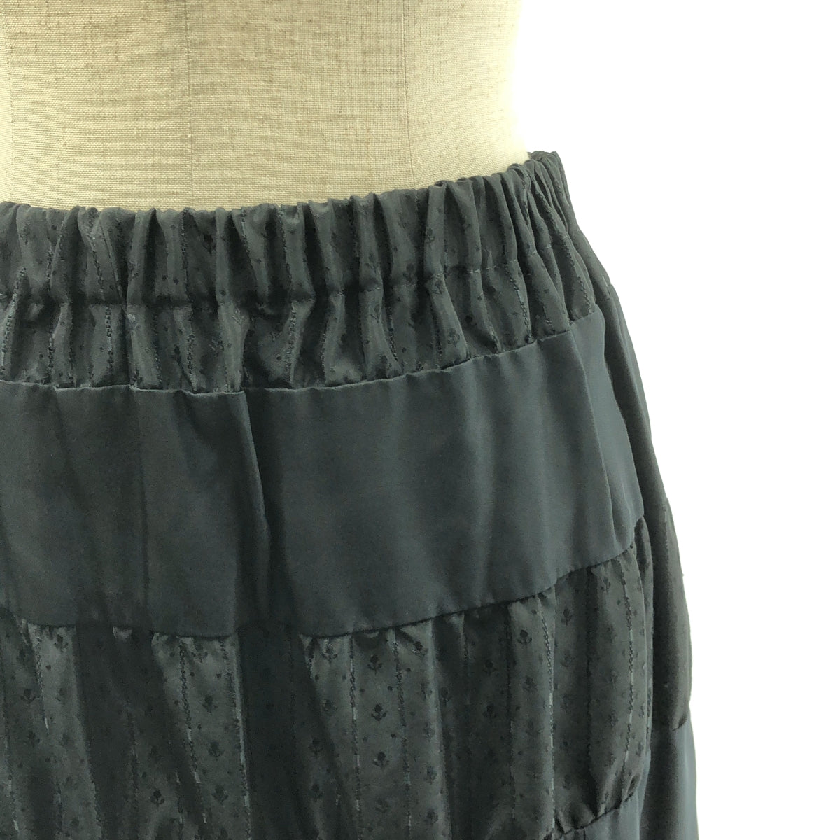 【美品】  tricot COMME des GARCONS / トリココムデギャルソン | 2015AW | レーヨン ポリエステル ボーダーイージーロングスカート | ブラック | レディース