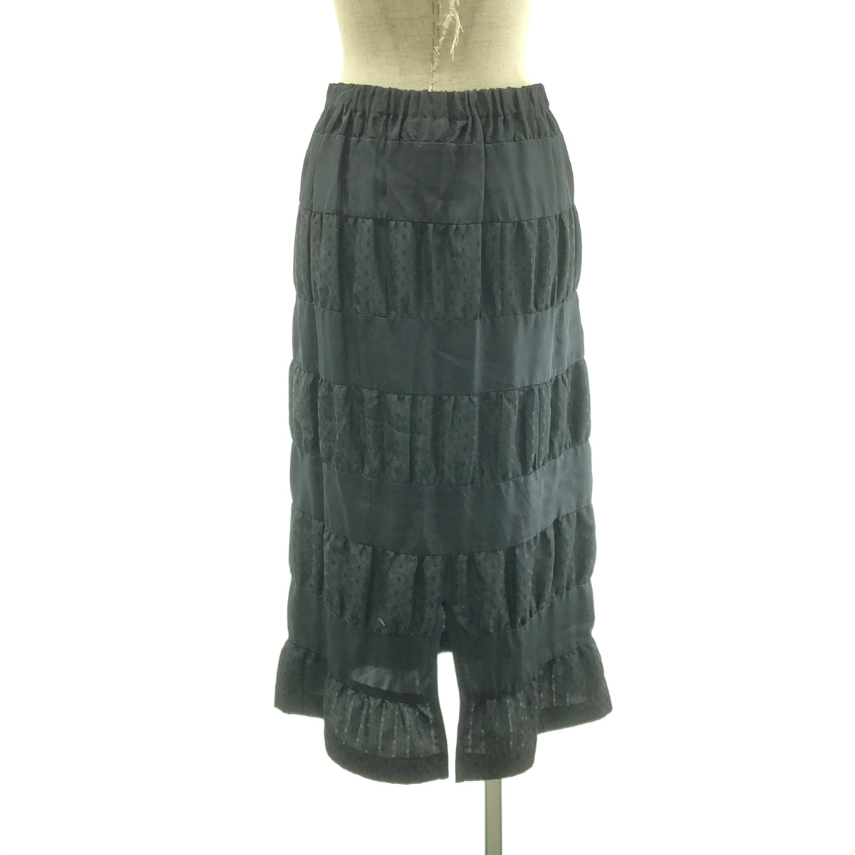 【美品】  tricot COMME des GARCONS / トリココムデギャルソン | 2015AW | レーヨン ポリエステル ボーダーイージーロングスカート | ブラック | レディース