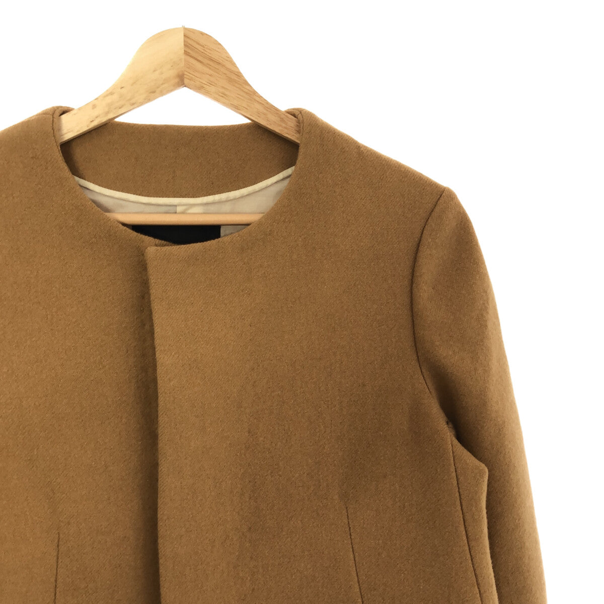 Drawer | Wool collarless coat | 36 | Beige | Women's