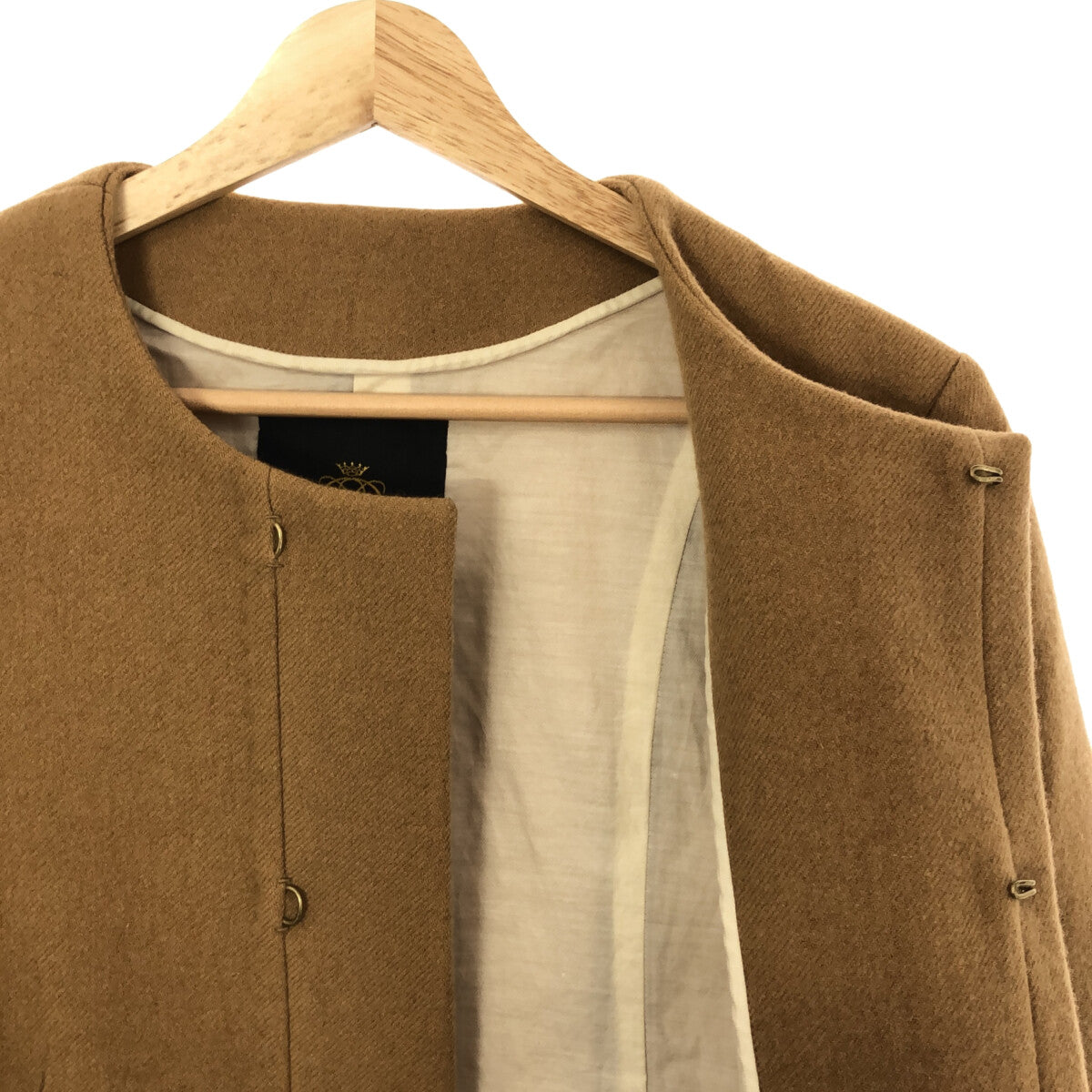 Drawer | Wool collarless coat | 36 | Beige | Women's