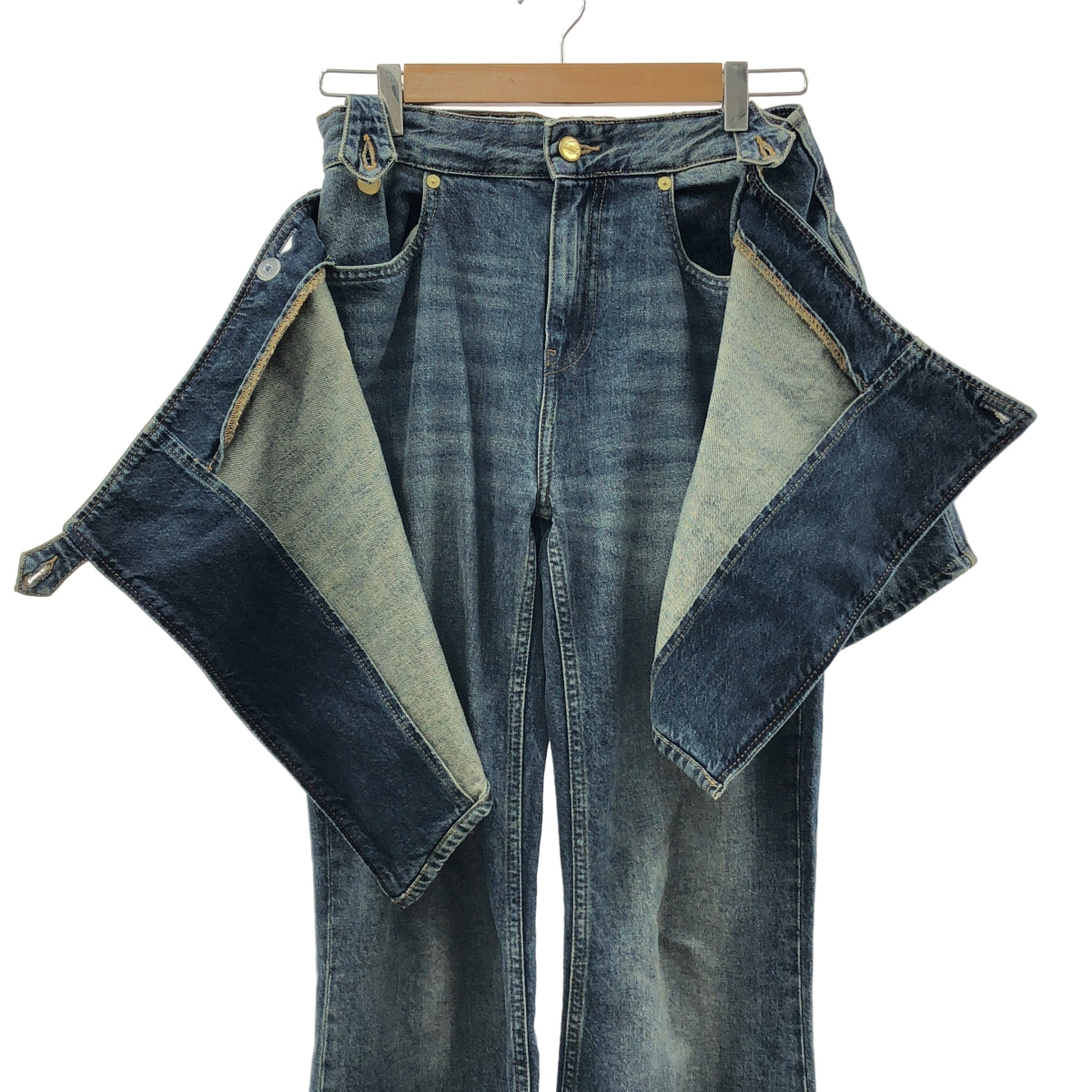 Ganni / Ganni | 重工水洗牛仔喇叭裙牛仔褲 | 破洞牛仔裙 | 尺寸 25 | 女款