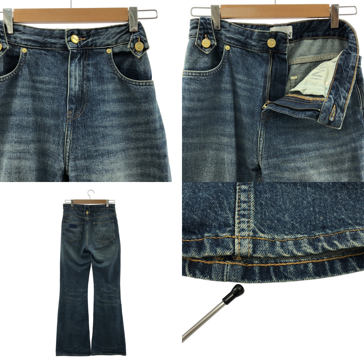 Ganni / Ganni | 重工水洗牛仔喇叭裙牛仔褲 | 破洞牛仔裙 | 尺寸 25 | 女款