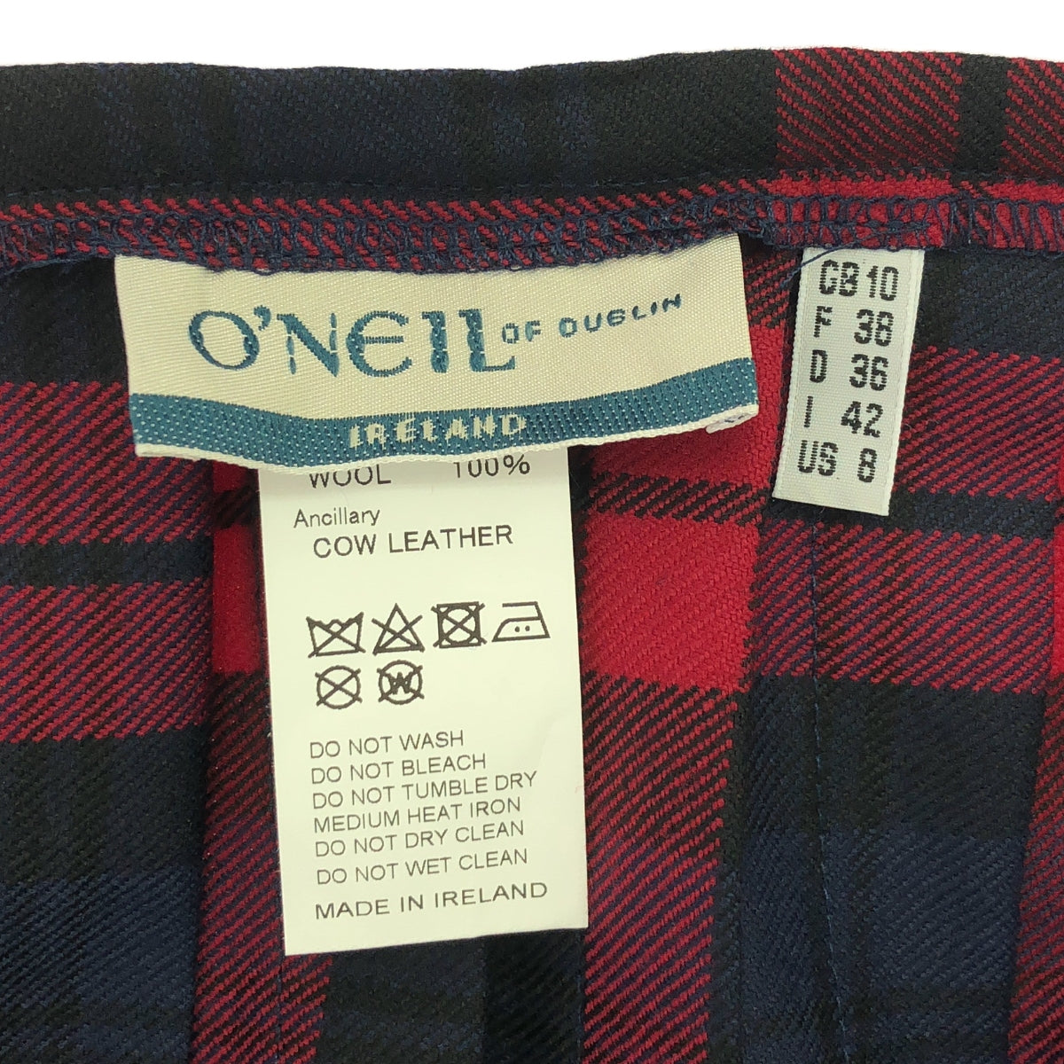 O'NEIL OF DUBLIN / オニールオブダブリン | ウール チェック プリーツラップスカート | US8 | レッド/ネイビー/ブラック | レディース