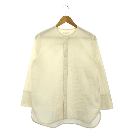 [Good Condition] yori | 2-way detachable collar quilted fly front collarless shirt blouse | 36 | Natural | Women's