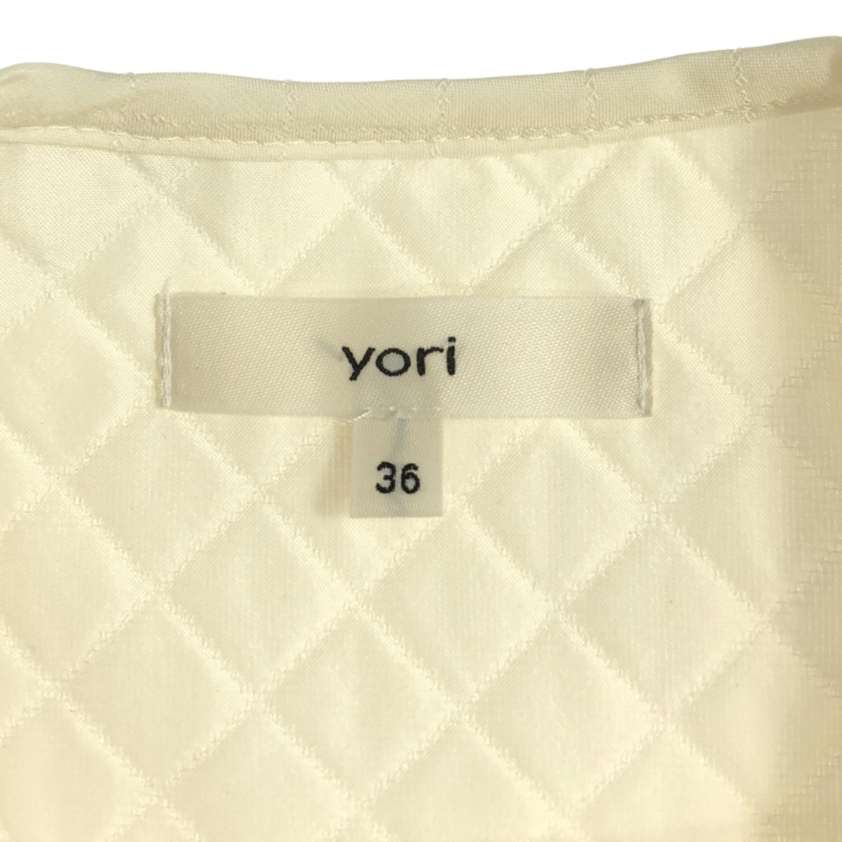 [Good Condition] yori | 2-way detachable collar quilted fly front collarless shirt blouse | 36 | Natural | Women's