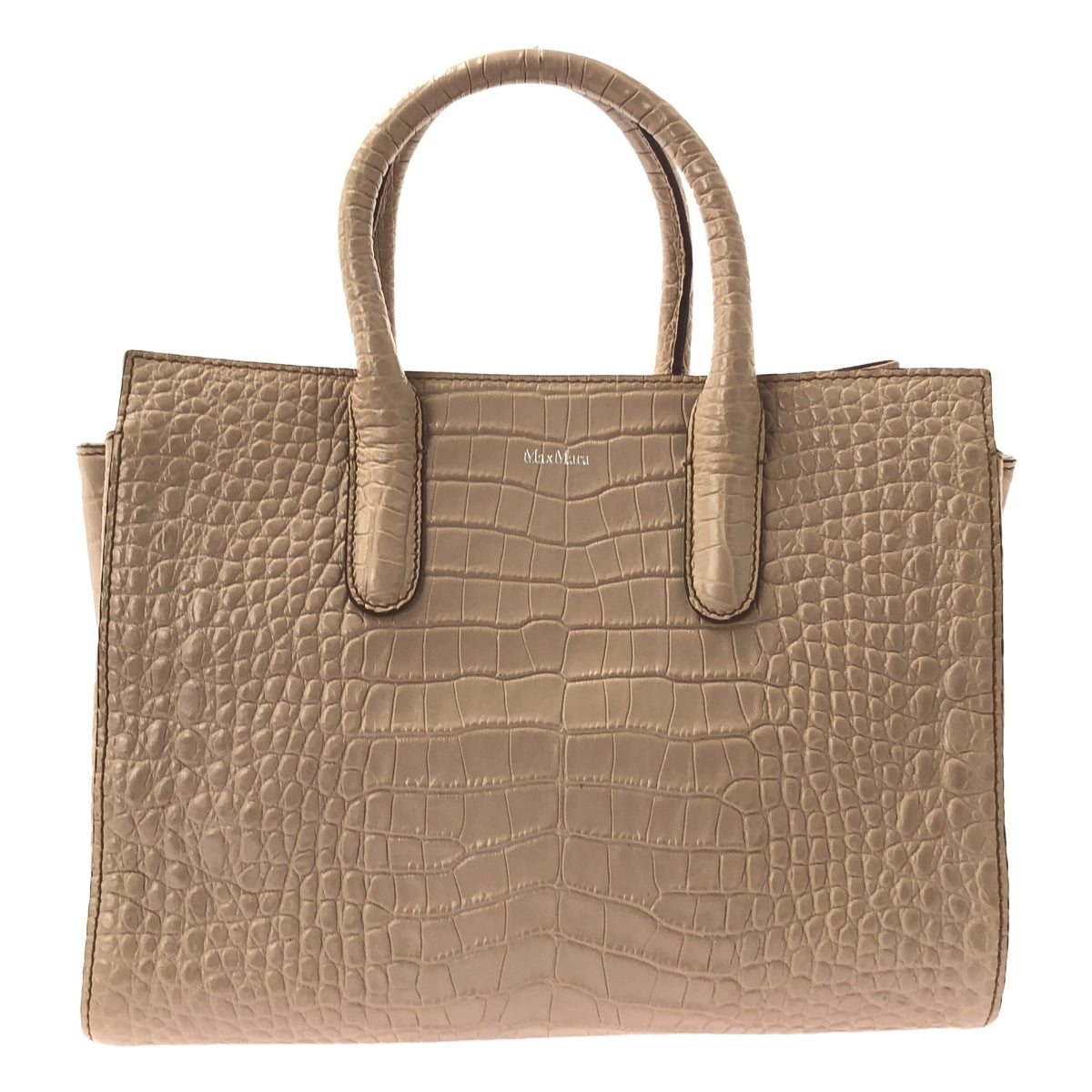 【新品】  Max Mara / マックスマーラ | レザー クロコ型押し ショルダーストラップ付 バッグ | ピンク | レディース