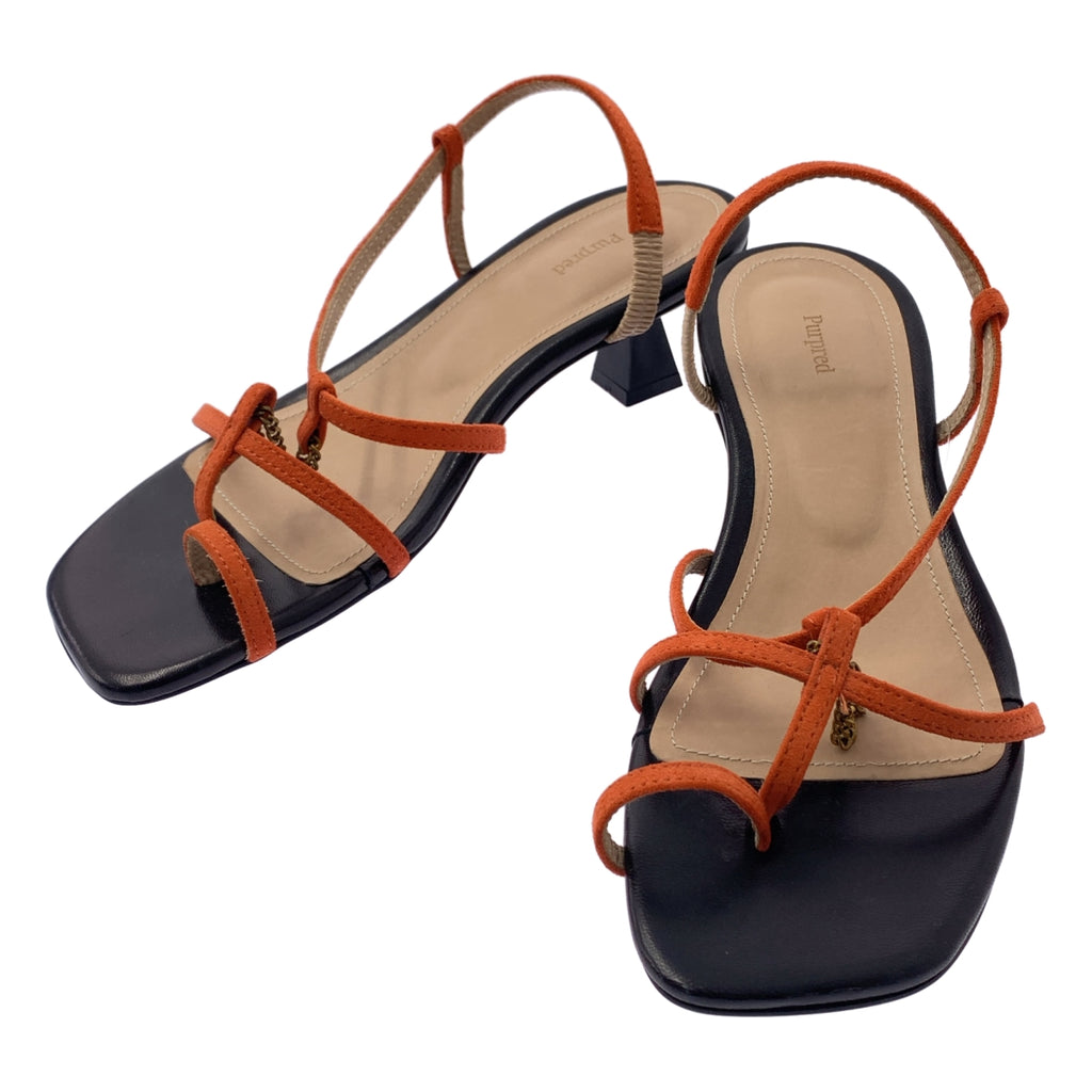 【美品】  Purpred / パープレッド | レザー スクエアトゥ サンダル シューズ | 23 1/2 | orange | レディース