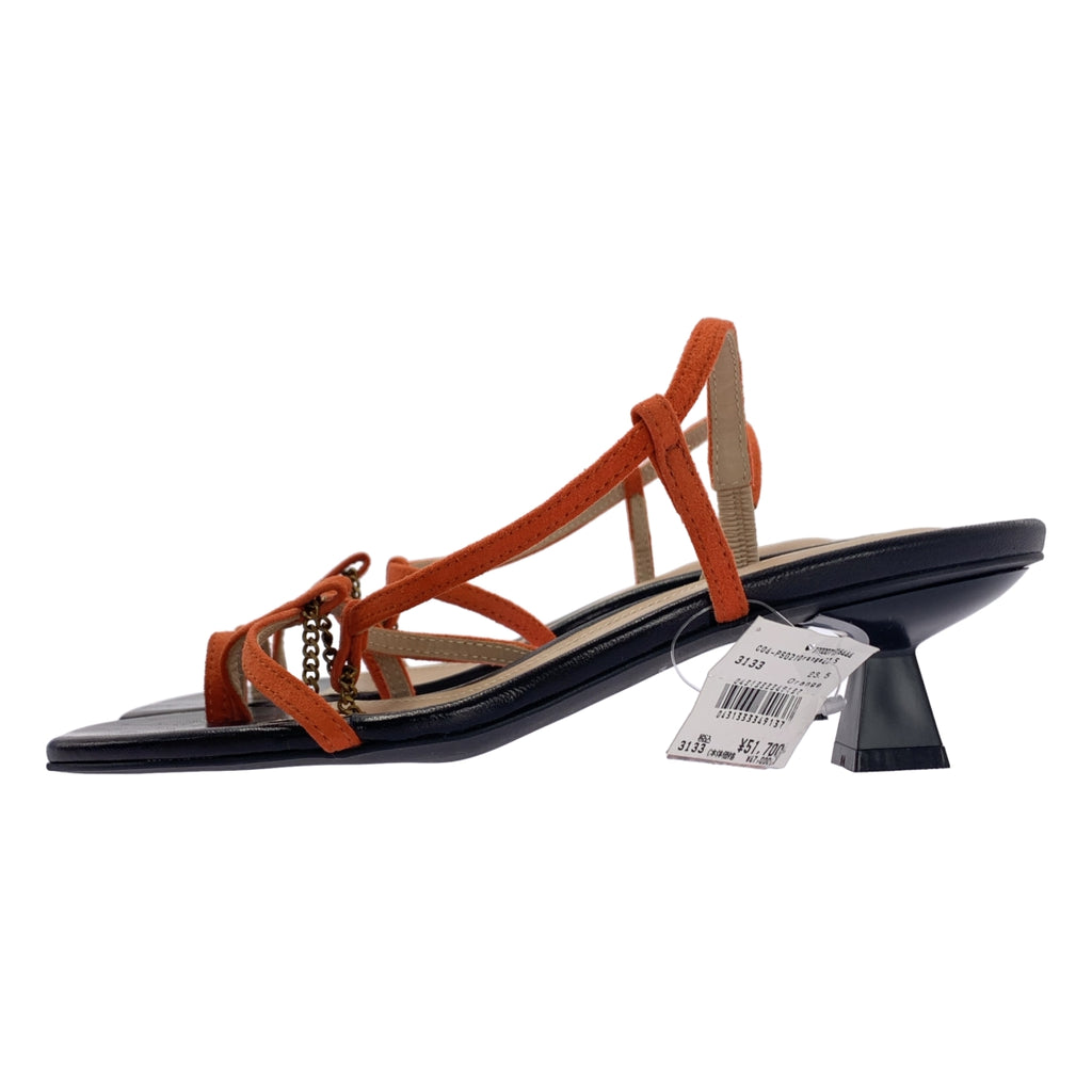 【美品】  Purpred / パープレッド | レザー スクエアトゥ サンダル シューズ | 23 1/2 | orange | レディース