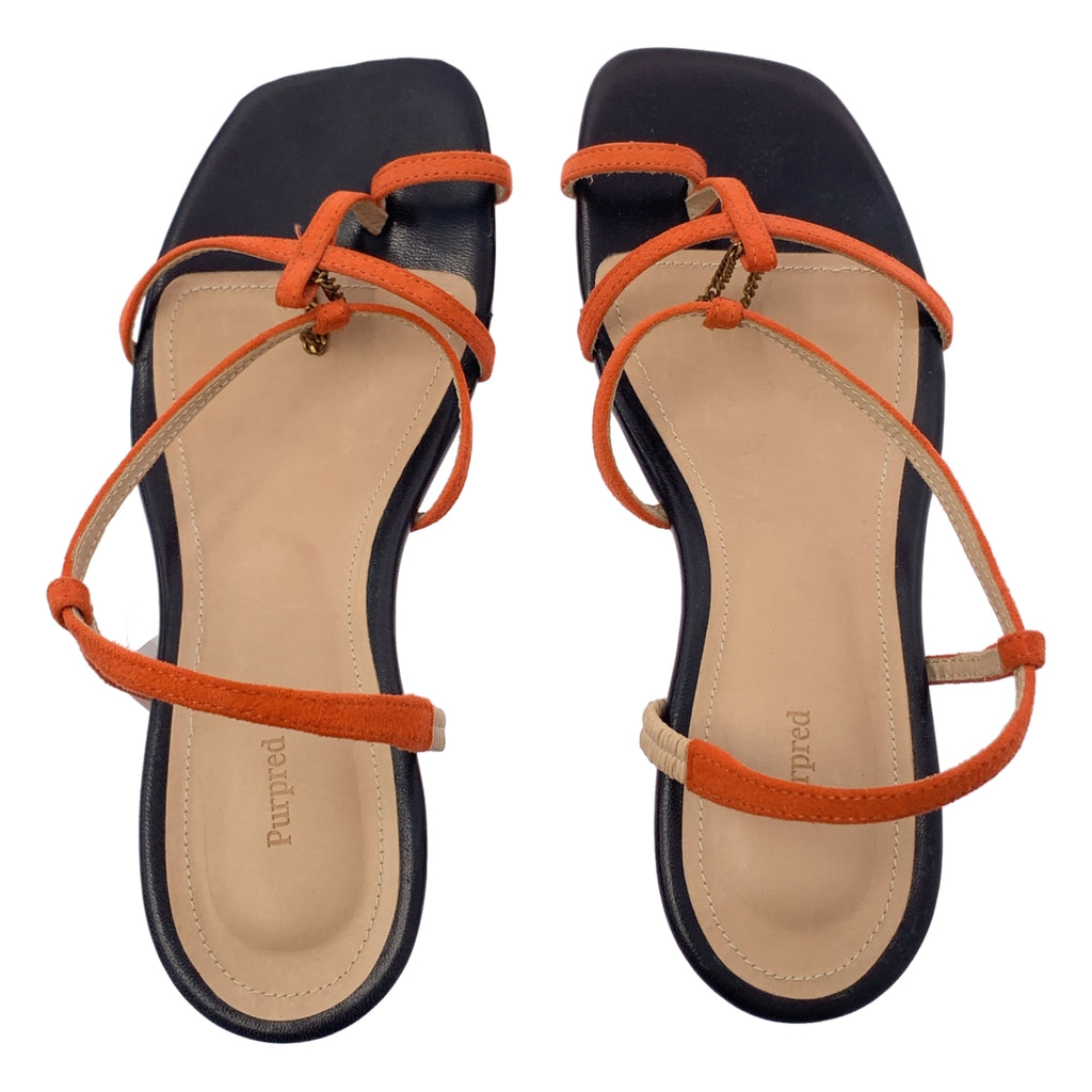 【美品】  Purpred / パープレッド | レザー スクエアトゥ サンダル シューズ | 23 1/2 | orange | レディース