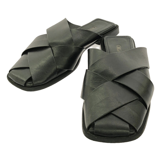 OHGA | Cross flat sandals | Black | Women's