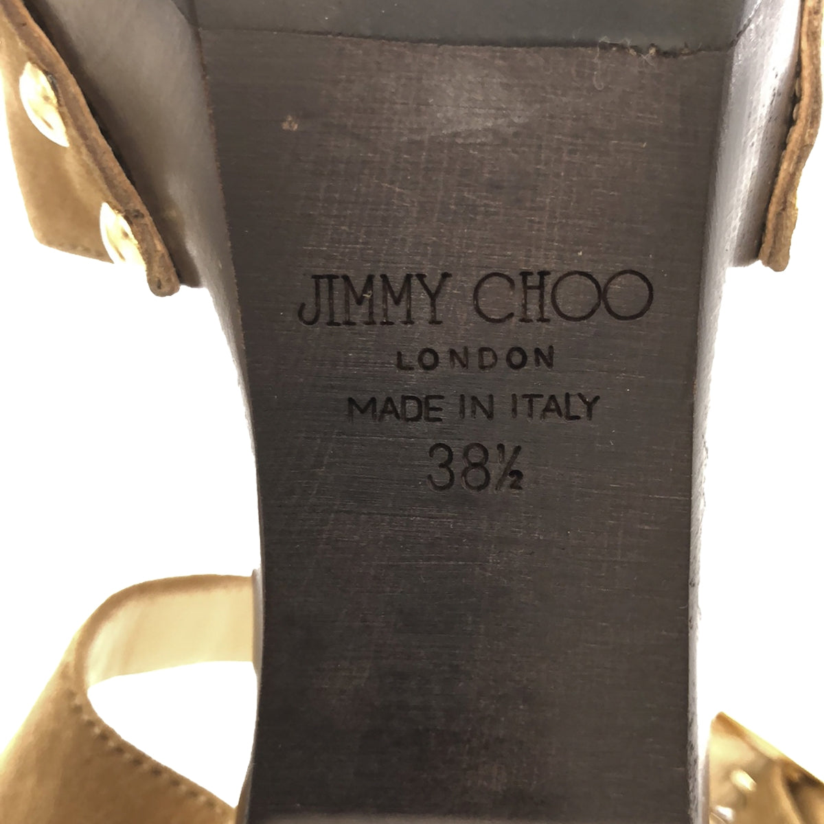 JIMMY CHOO / 지미추 | 스웨이드 가죽 스터드 스트랩 힐 샌들 | 38 1/2 | 베이지 | 여성